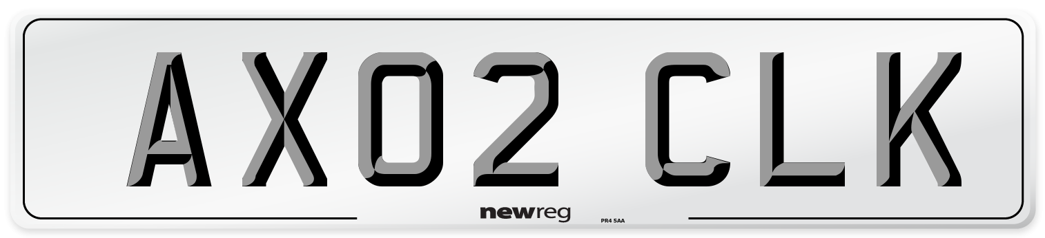 AX02 CLK Number Plate from New Reg